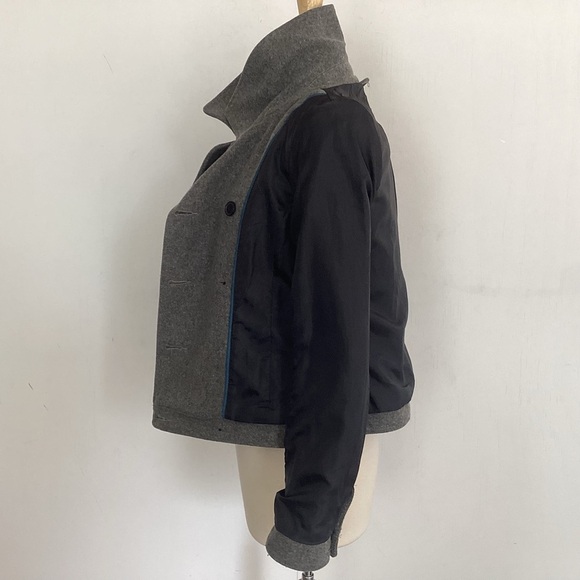 Old Navy Y2K cropped double breasted gray wool blend /epaulets pea coat Medium P - Picture 11 of 12